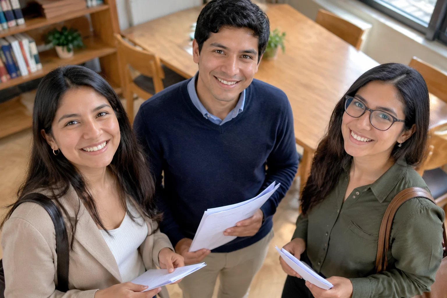 Tres participantes sonrientes al final de la ronda